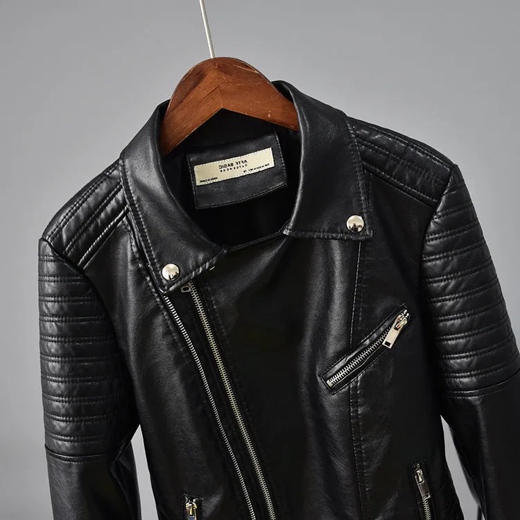 Rivet Suit Collar Women Leather Jacket