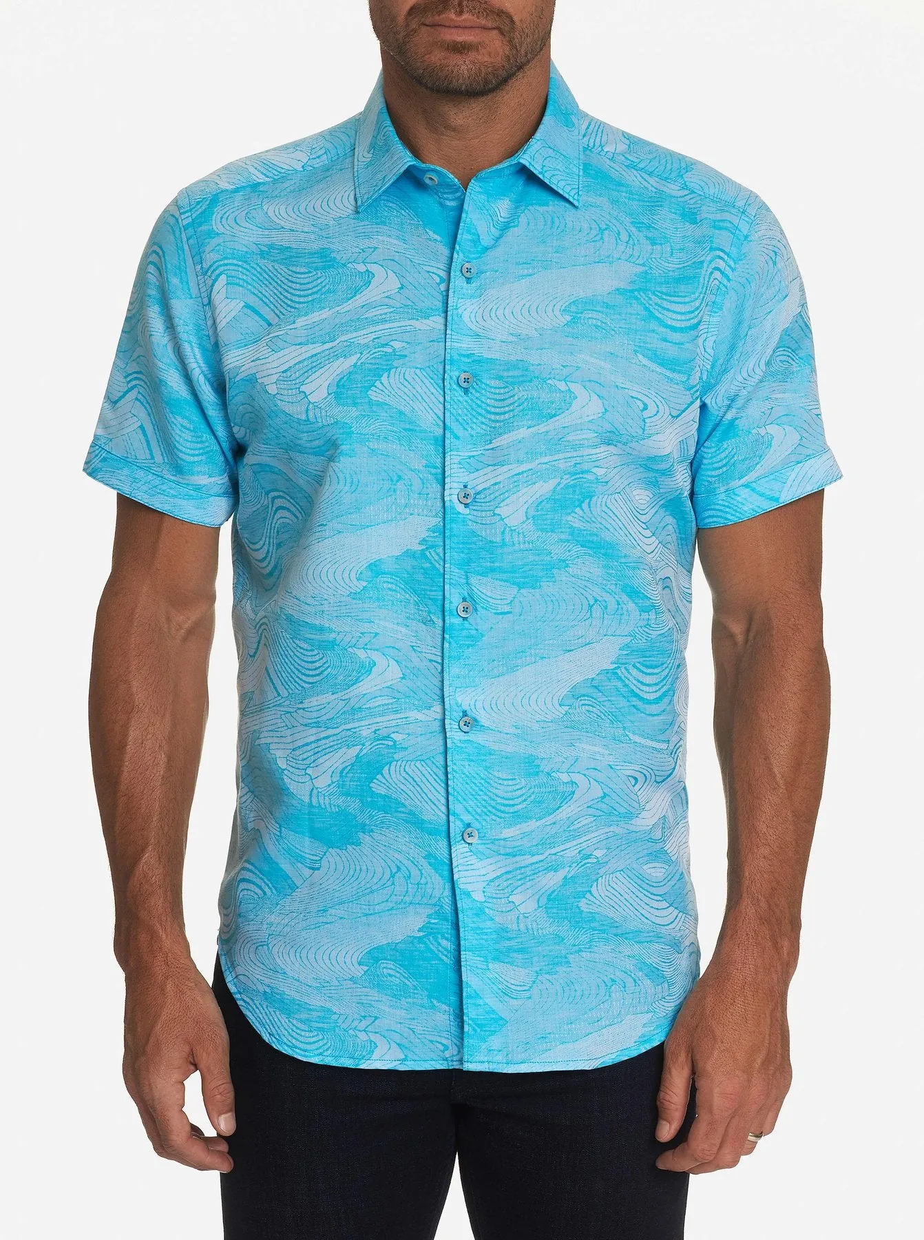 Robert Graham SEQUENTIAL SHORT SLEEVE SPORT SHIRT CLASSIC FIT AQUA