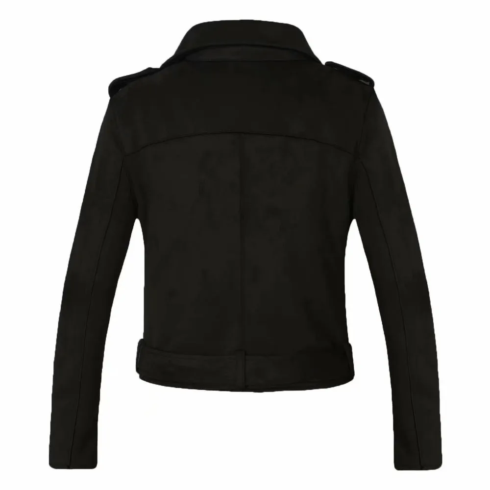 'Serpent' Black Faux Fake Suede Motorcycle Jacket