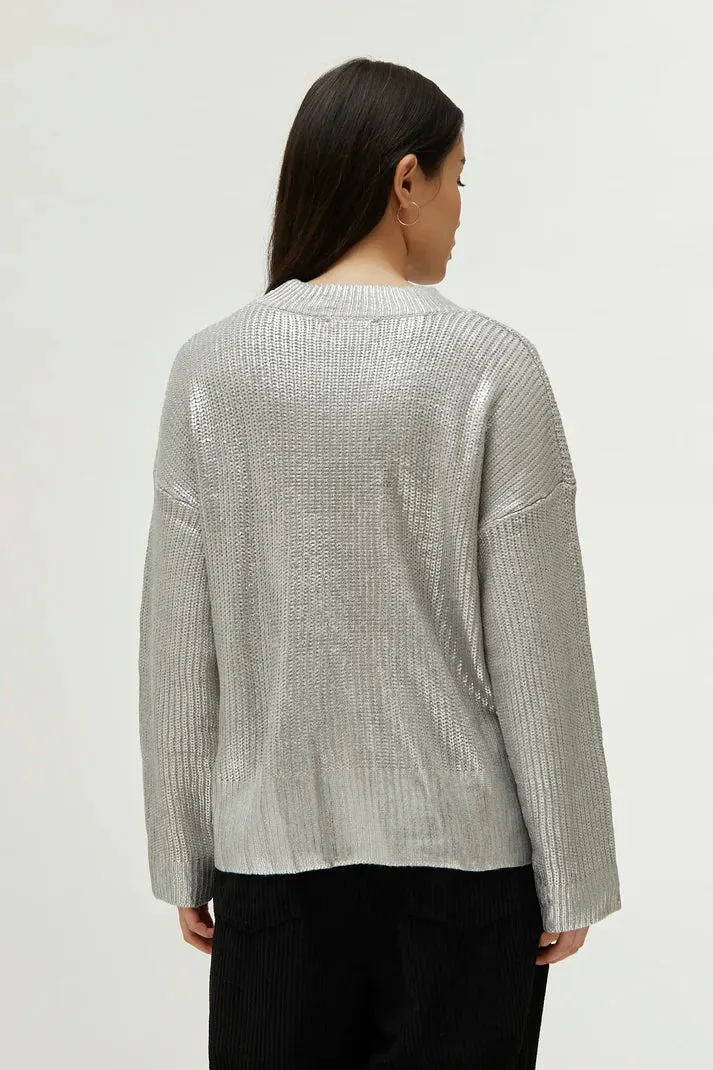 Silver Metallic Sweater