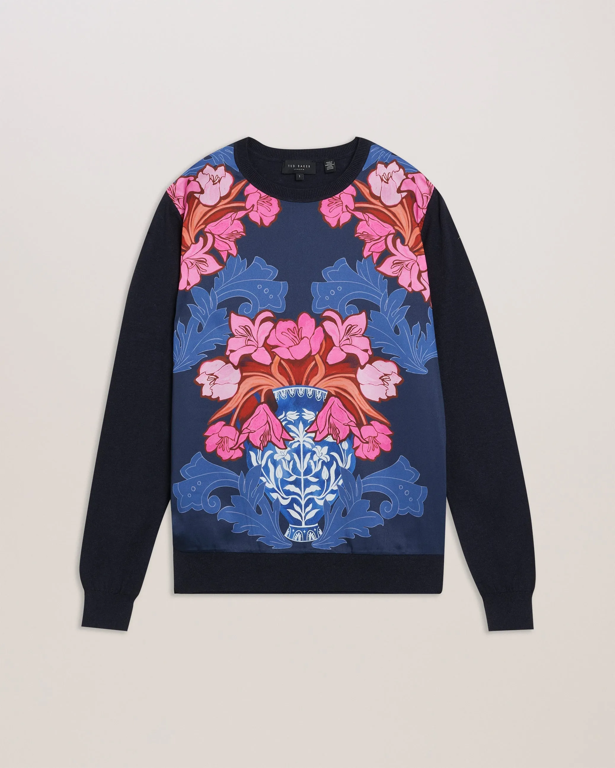 Teanha Woven Front Printed Jumper Navy