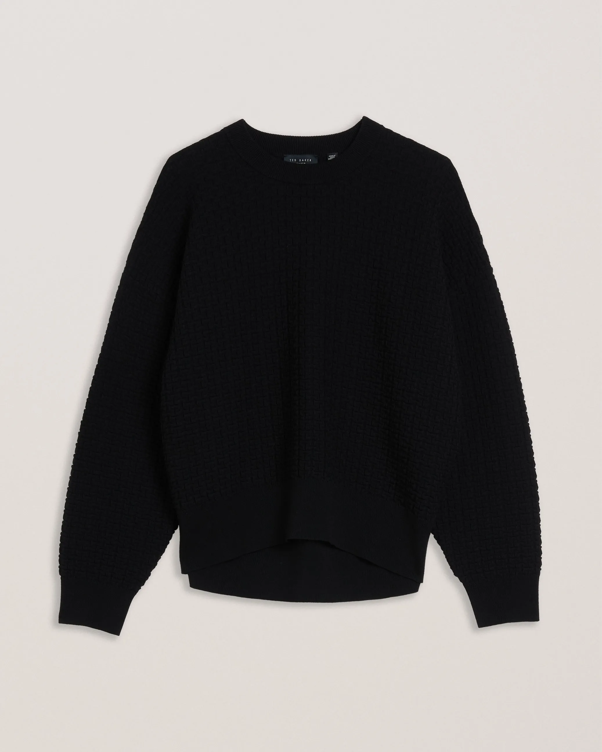 Tedtyy Jacquard Knitted Crew Neck Sweater Black