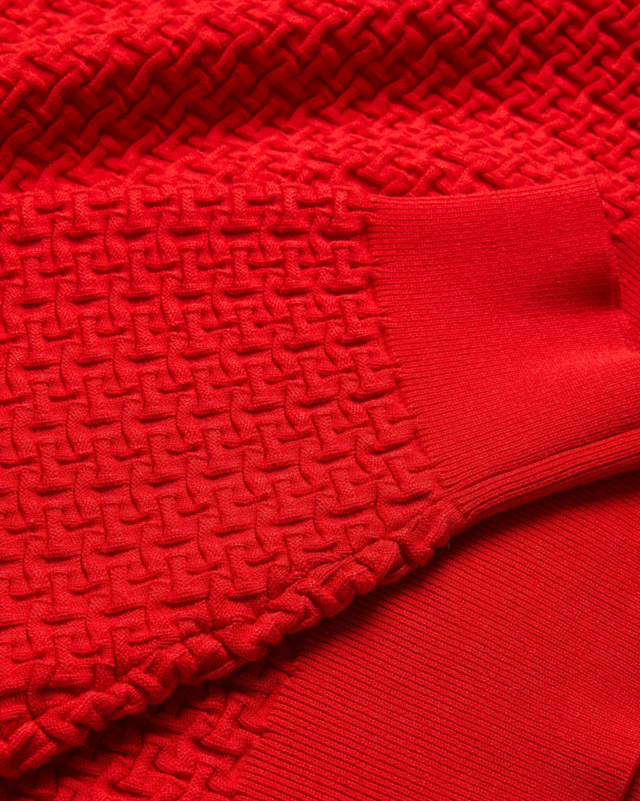 Tedtyy Jacquard Knitted Crew Neck Sweater Red