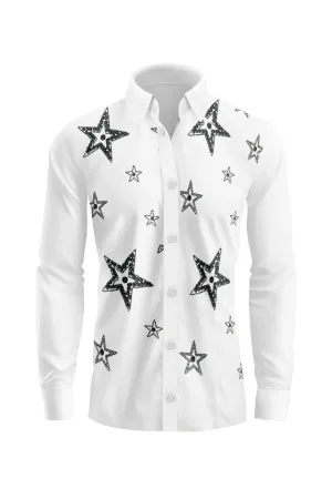 Vercini Star Patterned Cotton Dress Shirt