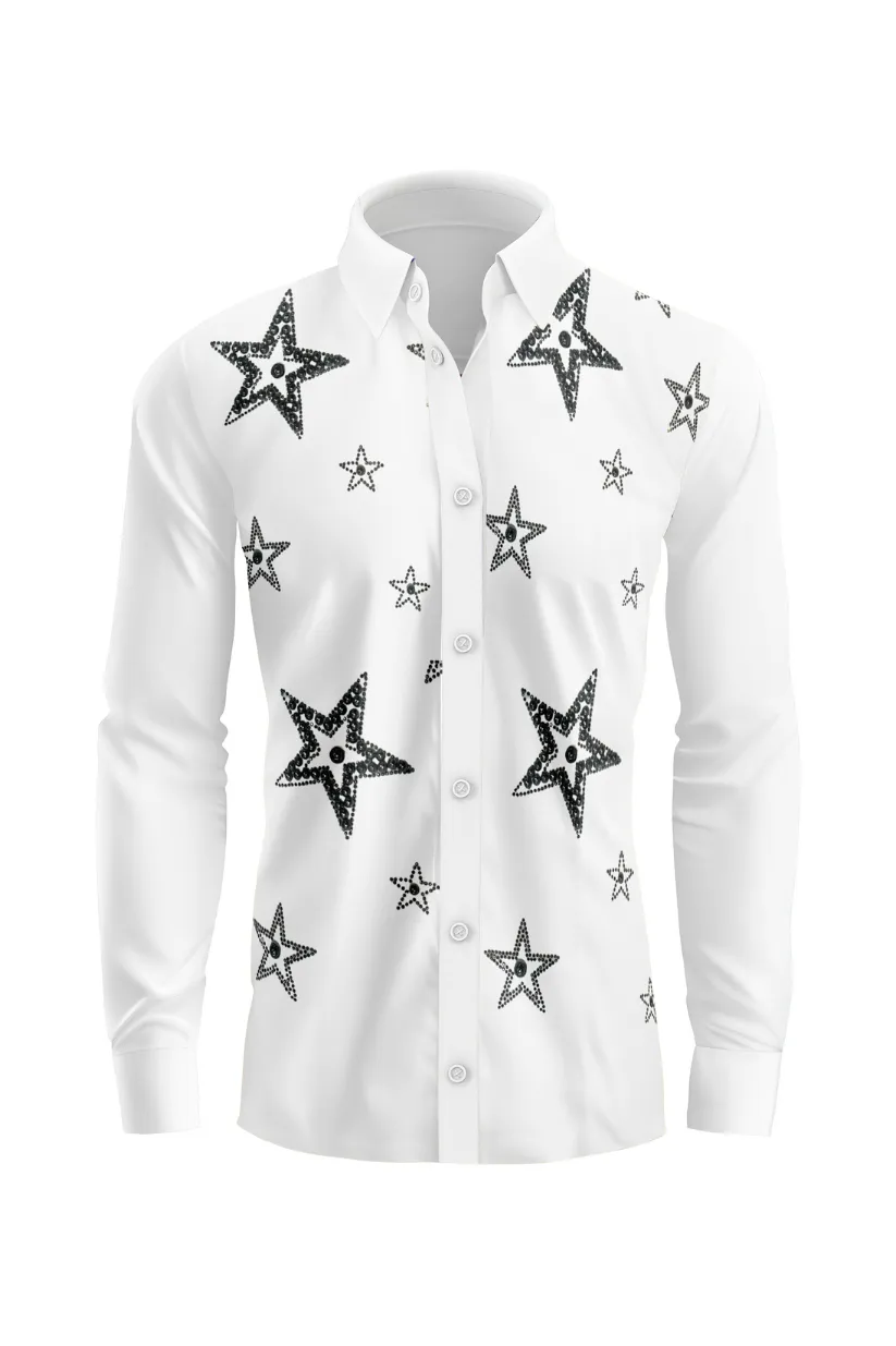 Vercini Star Patterned Cotton Dress Shirt