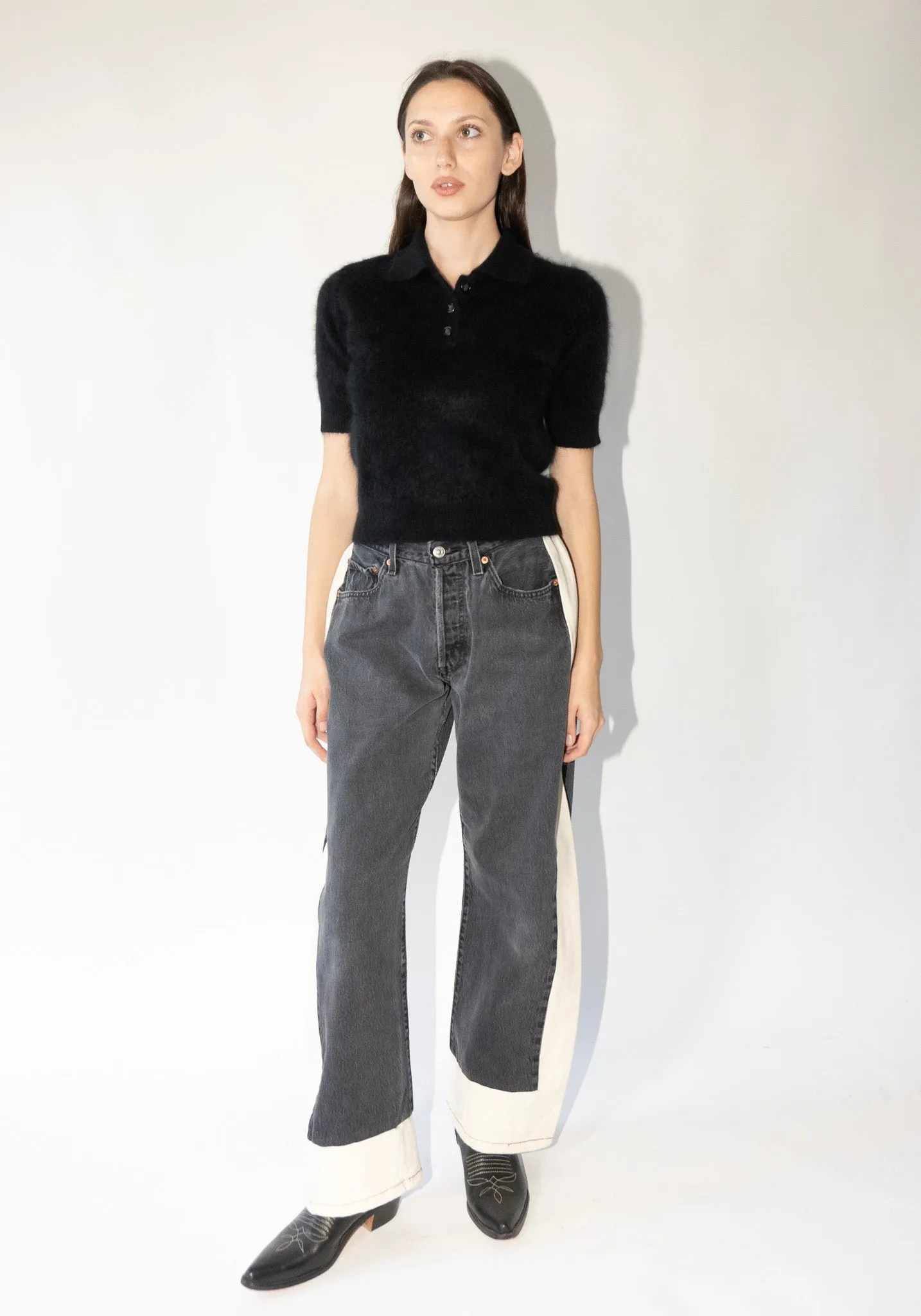 Vintage Reworked Slouch Jean in Black and Natural