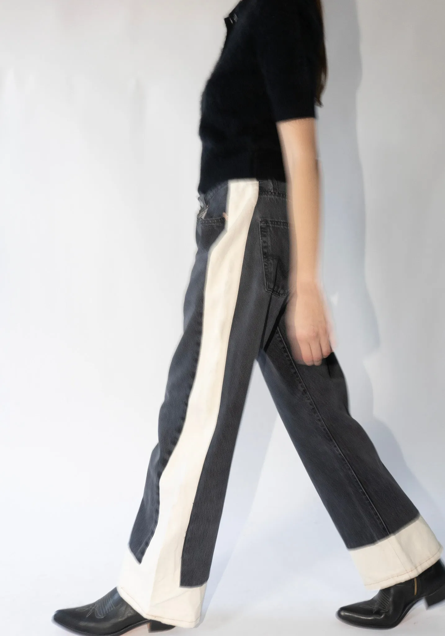 Vintage Reworked Slouch Jean in Black and Natural