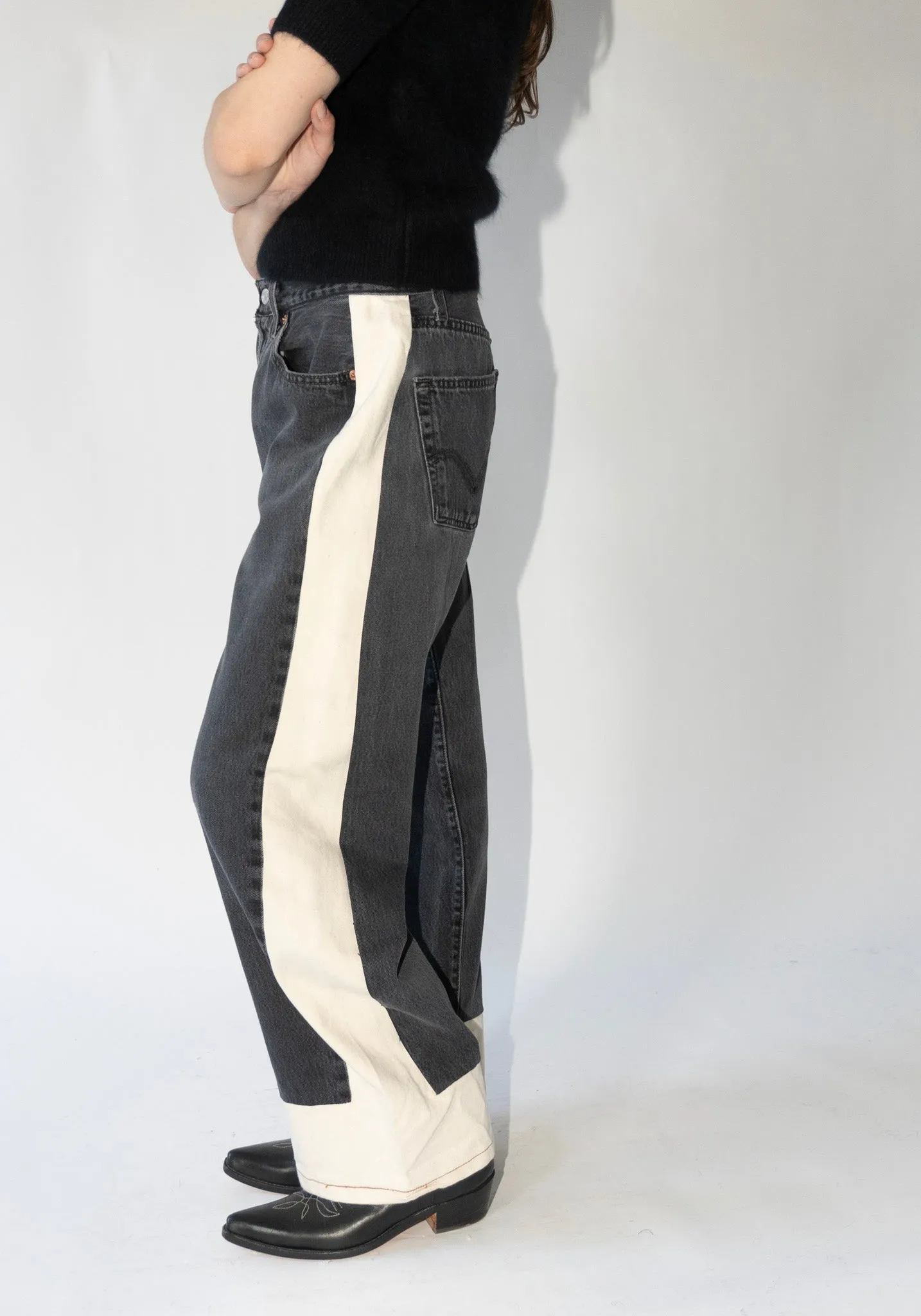 Vintage Reworked Slouch Jean in Black and Natural