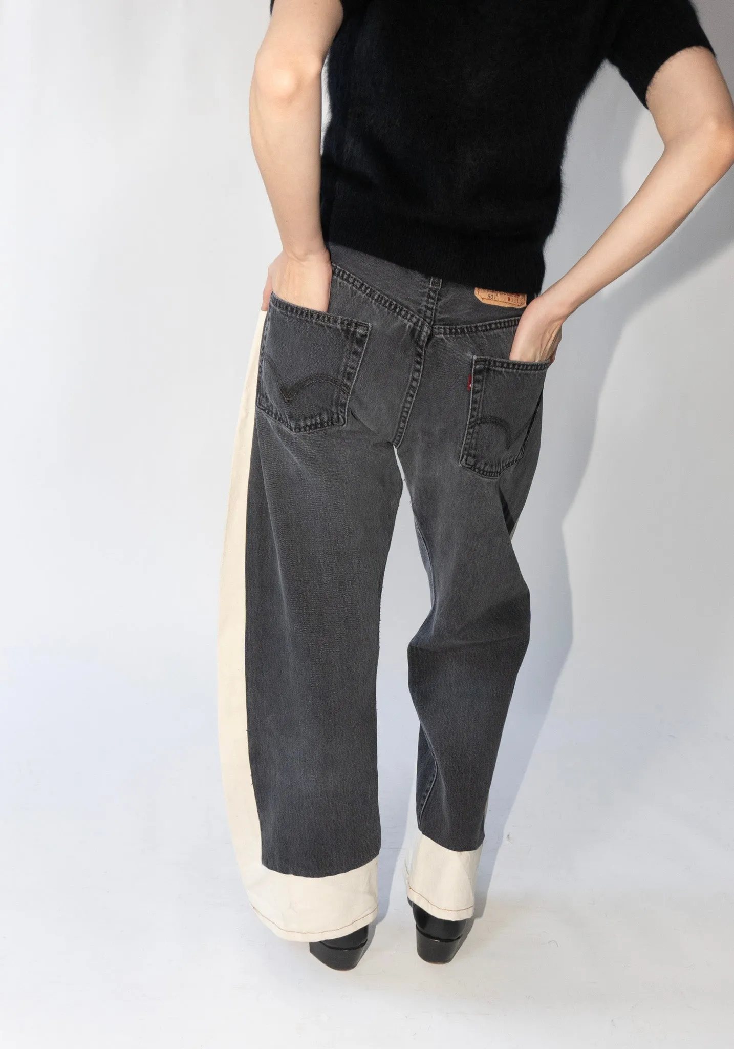 Vintage Reworked Slouch Jean in Black and Natural