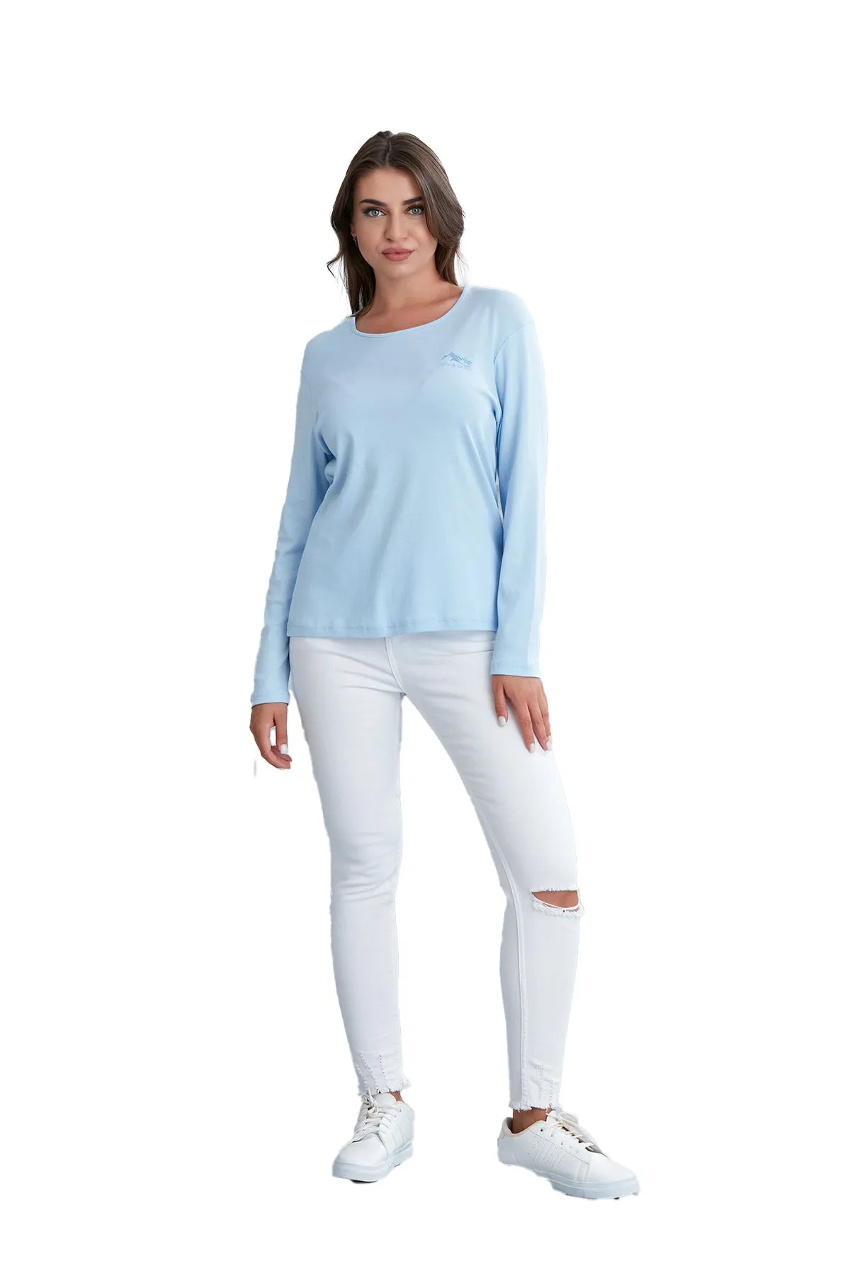 Women Long Sleeve Scoop Neck T-Shirt  in Pretty Fall Colors