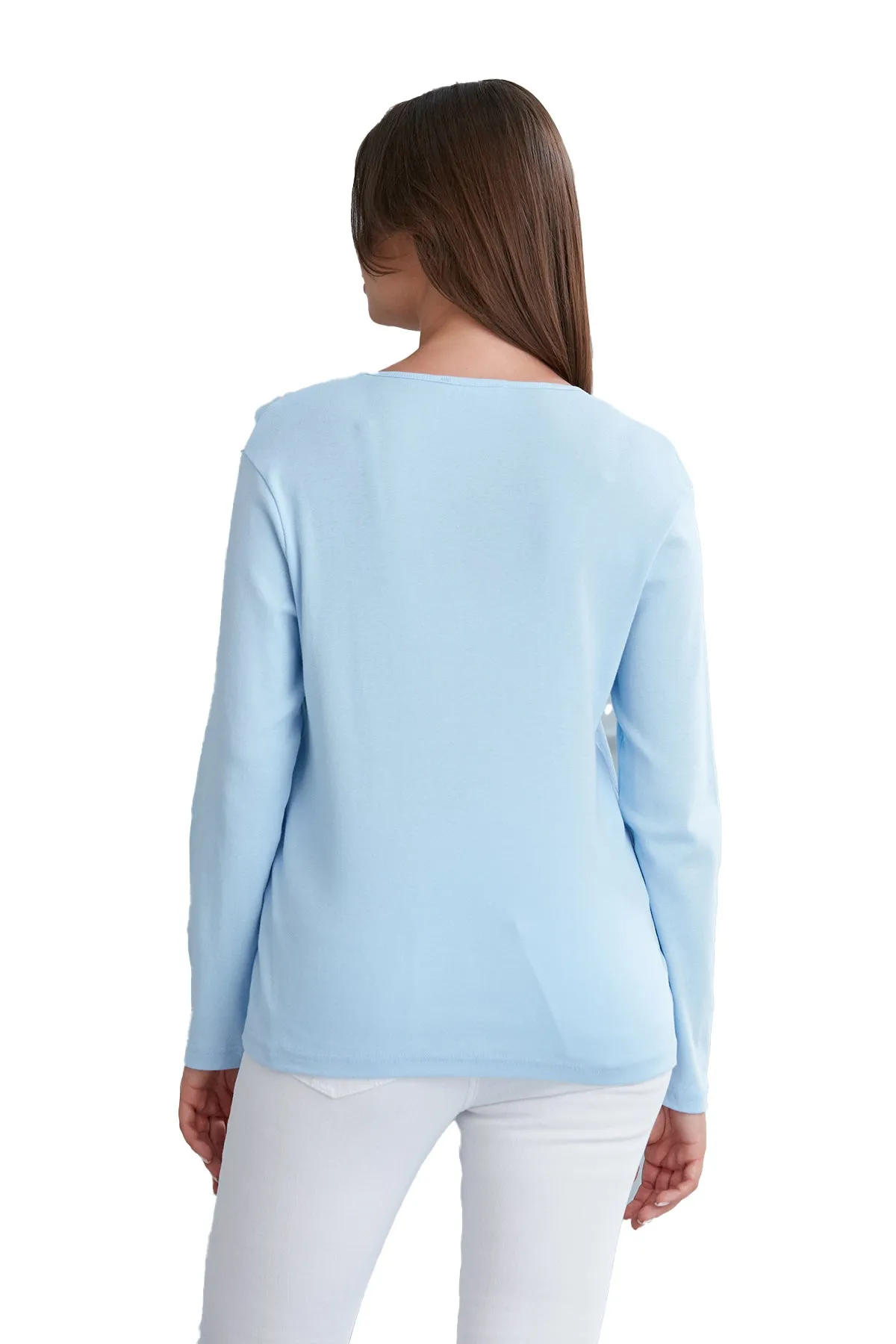 Women Long Sleeve Scoop Neck T-Shirt  in Pretty Fall Colors