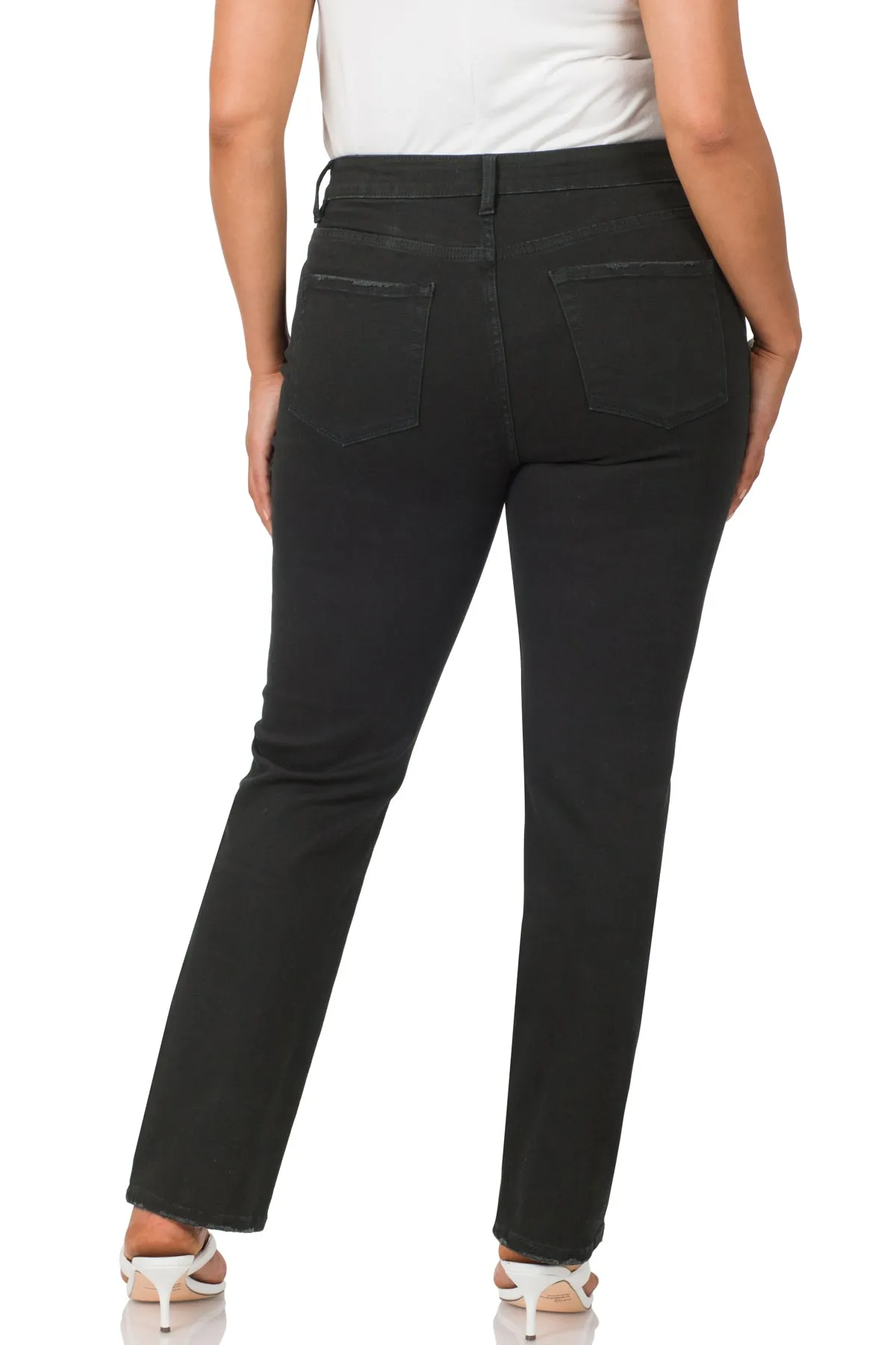 Zenana Plus Mid-Rise Straight Leg Frayed Jeans