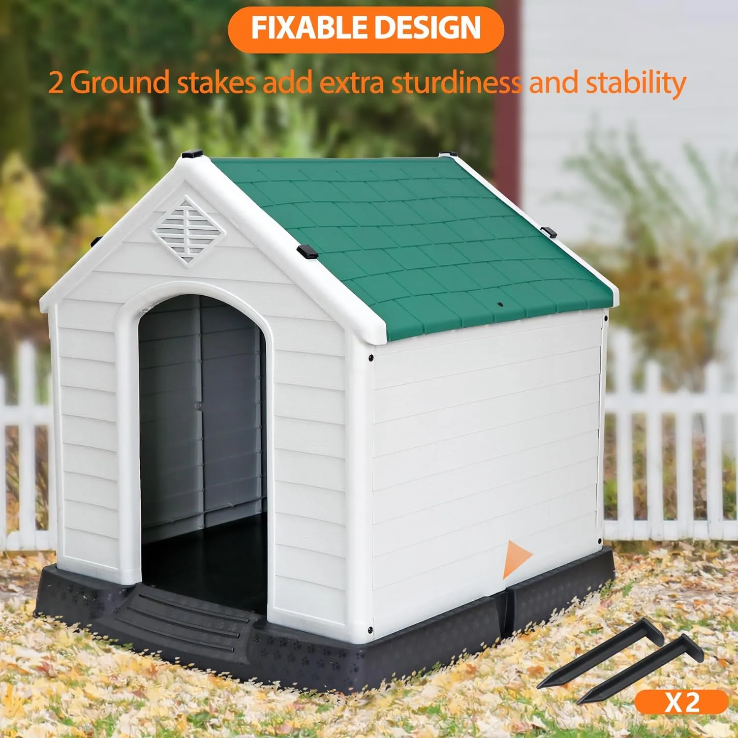 ZENY™ Plastic Dog House Indoor Outdoor Dog Kennel for Large Dogs, Pet Shelter with Air Vents Ventilate Waterproof Pet Shelter