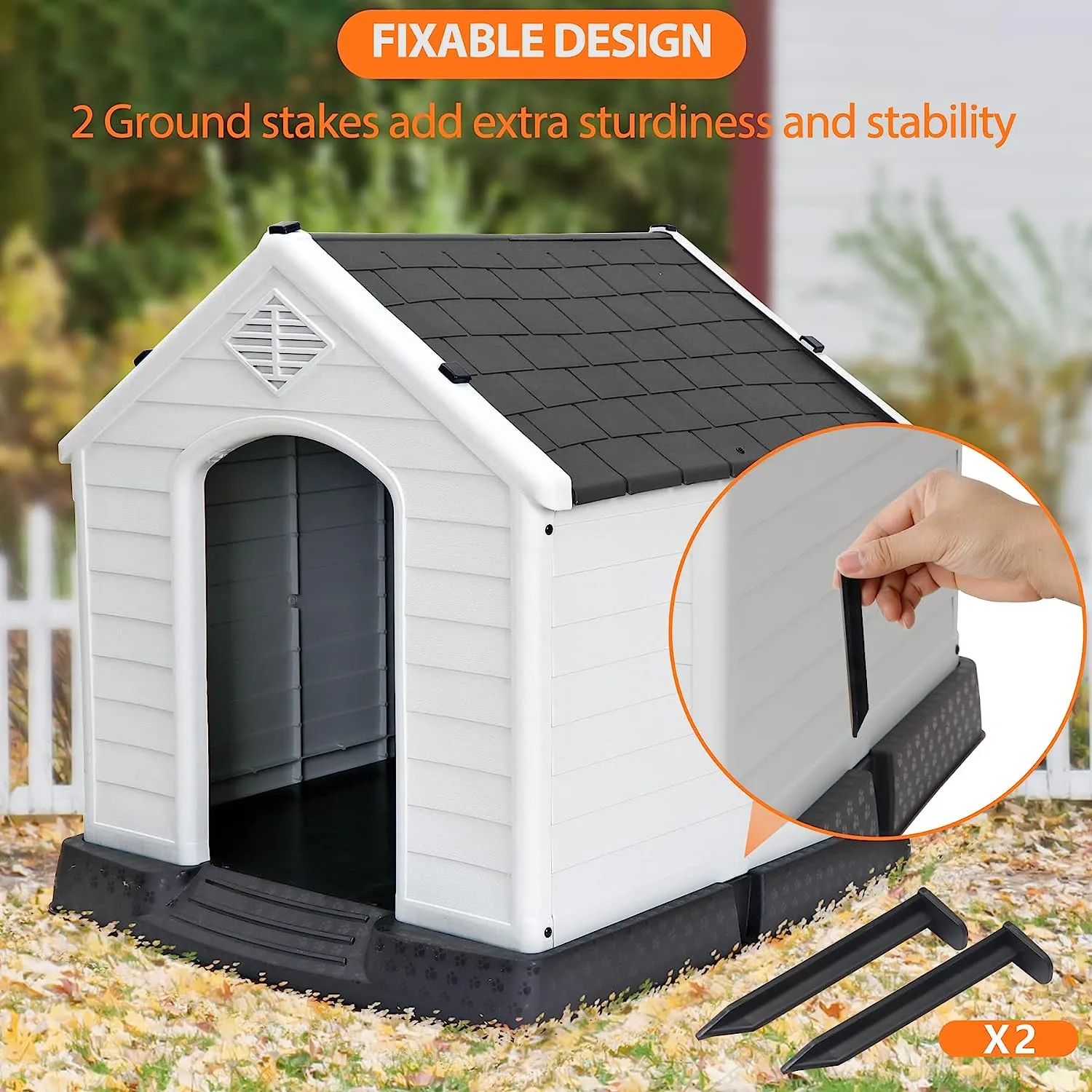 ZENY™ Plastic Dog House Indoor Outdoor Dog Kennel for Large Dogs, Pet Shelter with Air Vents Ventilate Waterproof Pet Shelter