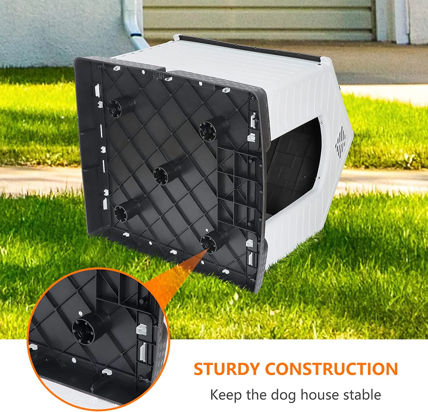 ZENY™ Plastic Dog House Indoor Outdoor Dog Kennel for Large Dogs, Pet Shelter with Air Vents Ventilate Waterproof Pet Shelter